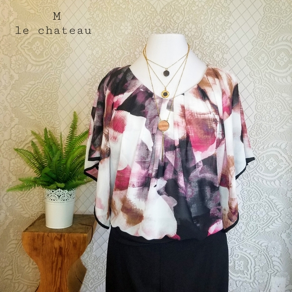 Le Chateau  Abstract Chiffon blouse - Picture 2 of 8